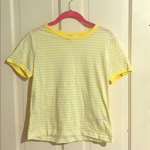 Yellow and White Striped Ringer Tee